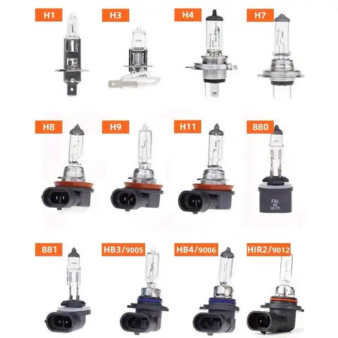 Car halogen lamp H1 H4 H7 H11 high and low light 9012 9005 9006 H9 H10 fog light H3 H8 12V55W replacement bulb clear 3200K