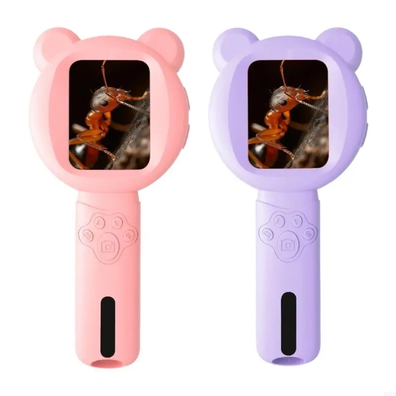 2.8Inch Color Screen Kids Digital Microscope Camera Handheld Magnifier With LED Light For Children Learning M4YD