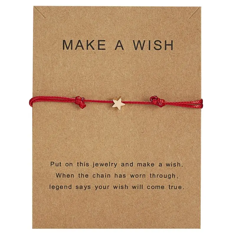 Lucky Braided Bracelet for Wish Card Star Charm Bracelet Adjustable Wax Rope Bracelet Friendship Jewelry Gift for Women image 2