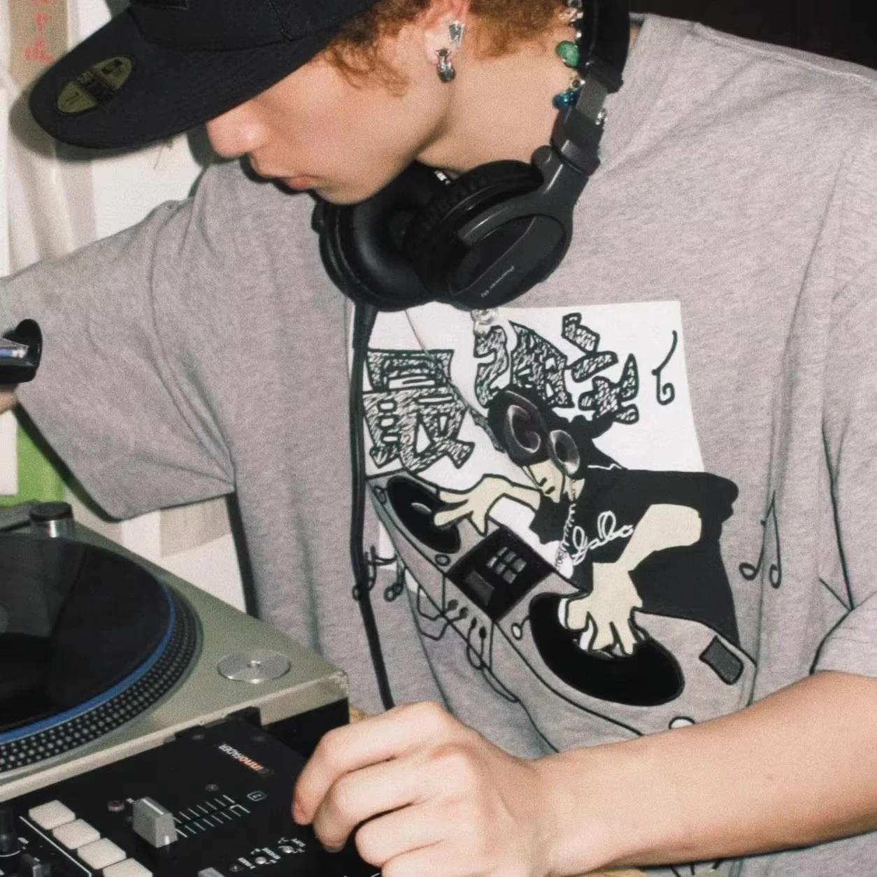 Camiseta Record En Coton O Tendance Rétro Imprimé Américain À Manches Courtes Pur Coton Hip Hop