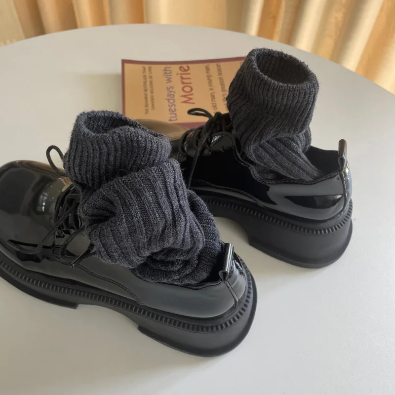 Dongdaemun الكورية بوس LadyMIUSimple نمط مضلع التخسيس تنوعا بلون الصوف فوق الركبة عالية الجوارب