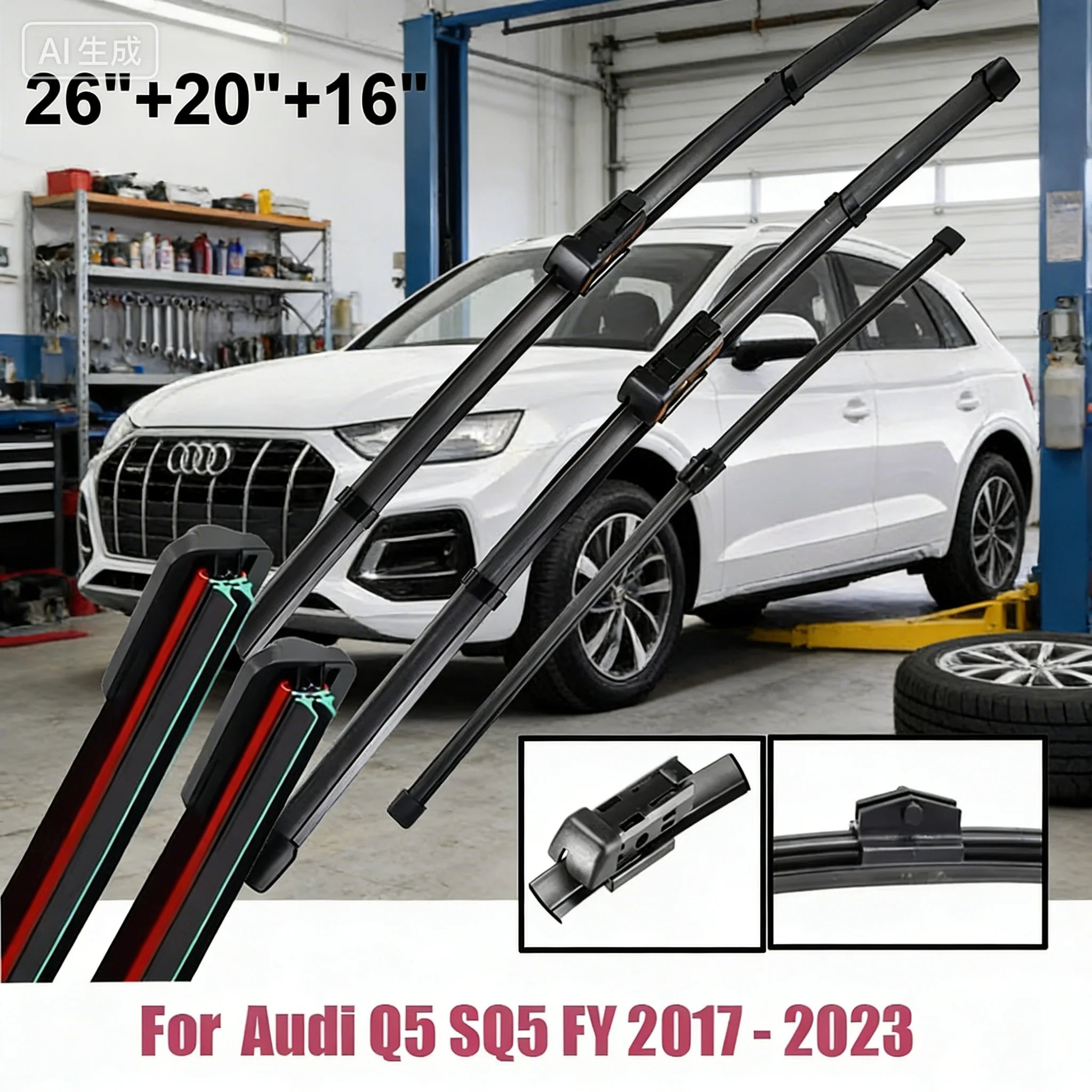 

Wiper Front & Rear Wiper Blades Set For Audi Q5 SQ5 FY 2017 - 2023 Windshield Windscreen Window Brush wiper replacement three ru