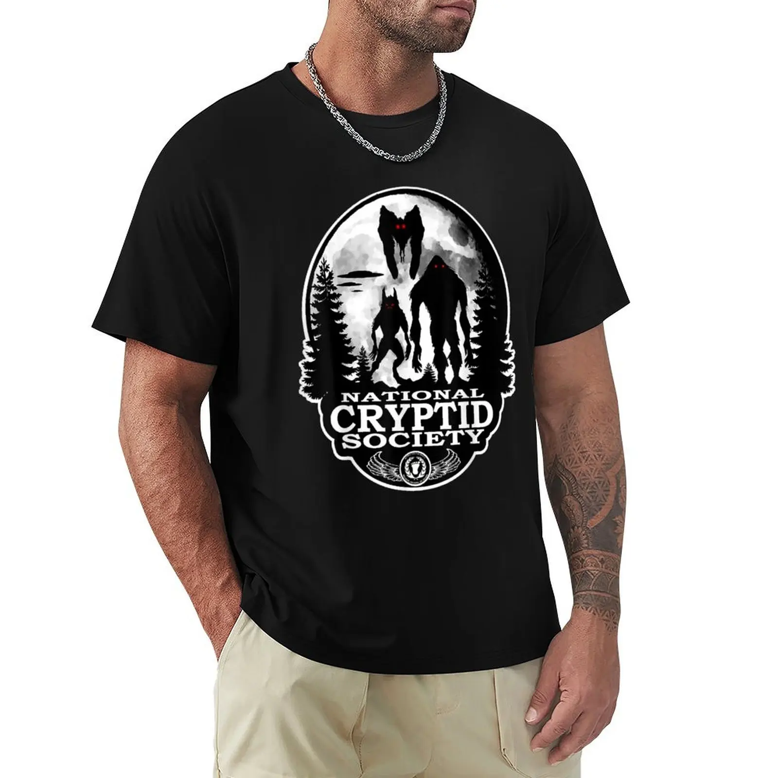 

Bigfoot Dogman Mothman UFO National Cryptid Society T-Shirt Casual Street Style Short Sleeve Tee