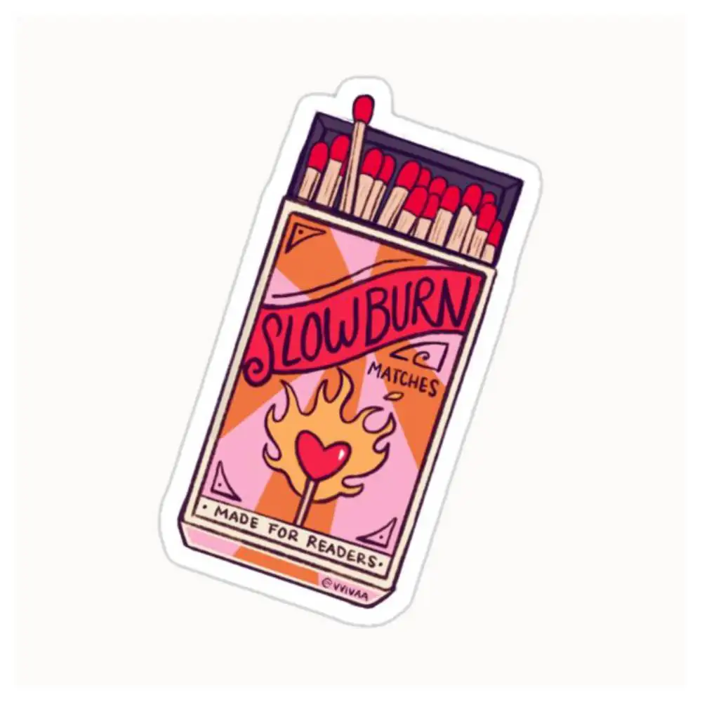 Slow Burn Bookish Trope Bookish Stickers Bookish Merch Waterproof Stickers For Decorating Car Windows Motorcycles And Computers.