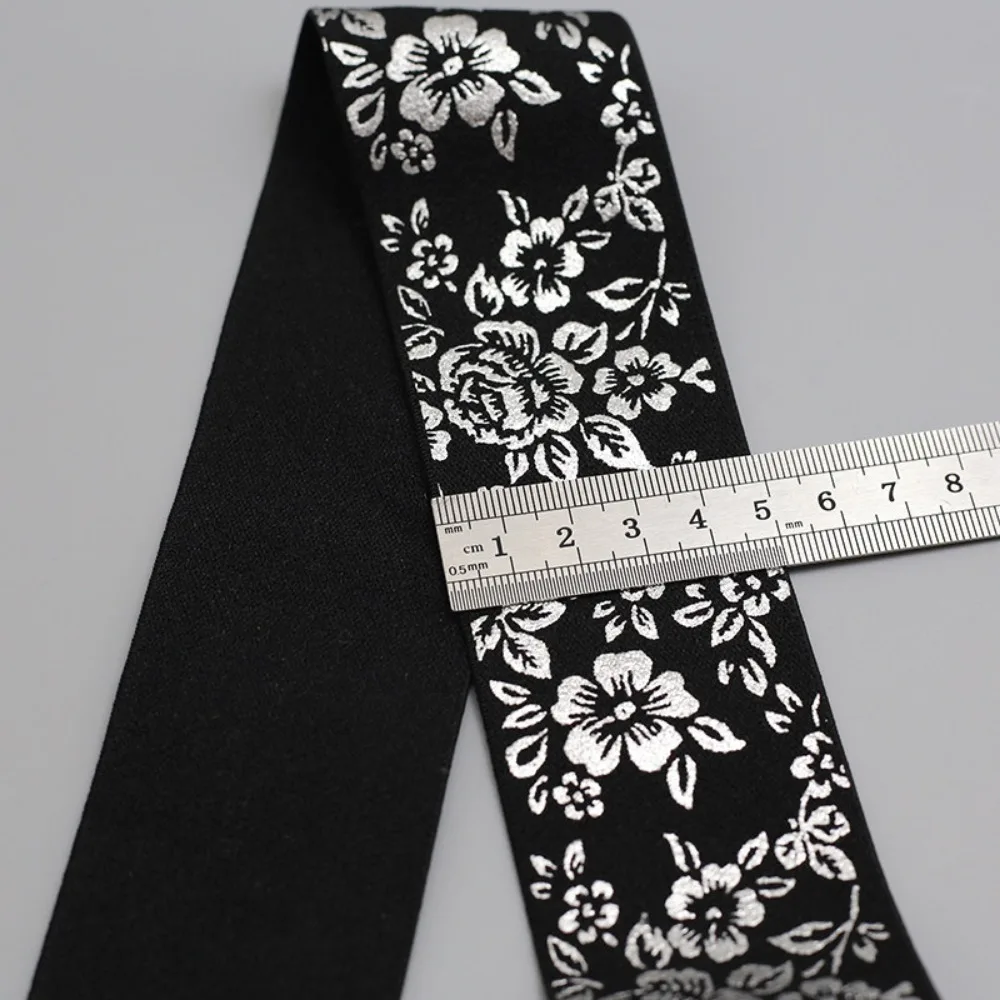 Black Gold Hot Stamping Elastic Band Wide Waistband for Pants High Elastic Rubber Band Sewing Webbing Flat Belt Trouser Accessor