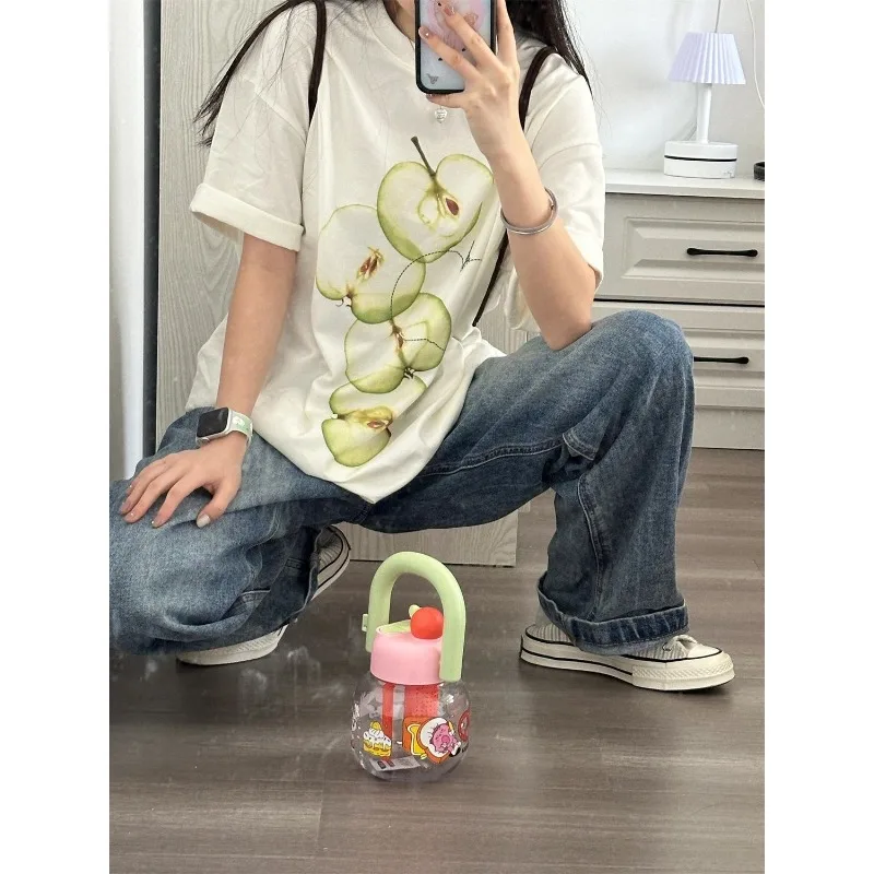 Damenbekleidung, Hemden für Damen, 20205, neuer schicker Druck, lockere T-Shirts, Damen-Baumwolle, O-Ausschnitt