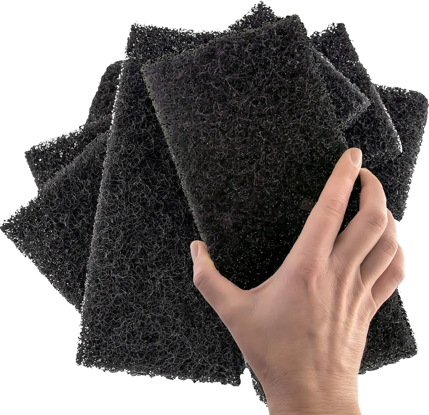 

XL Black Scouring Pads 5-Pack: Heavy Duty Nylon Sponges for Kitchen, Bathroom & Floor Cleaning