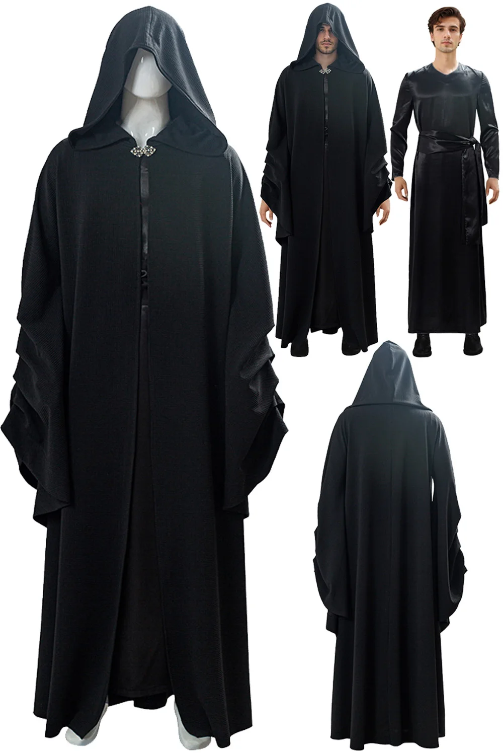 Super Villain Palpatine Cosplay Fantasia Costume Movie Space Battle Superhero Outfits Male Disguise Adult Men Halloween Suits