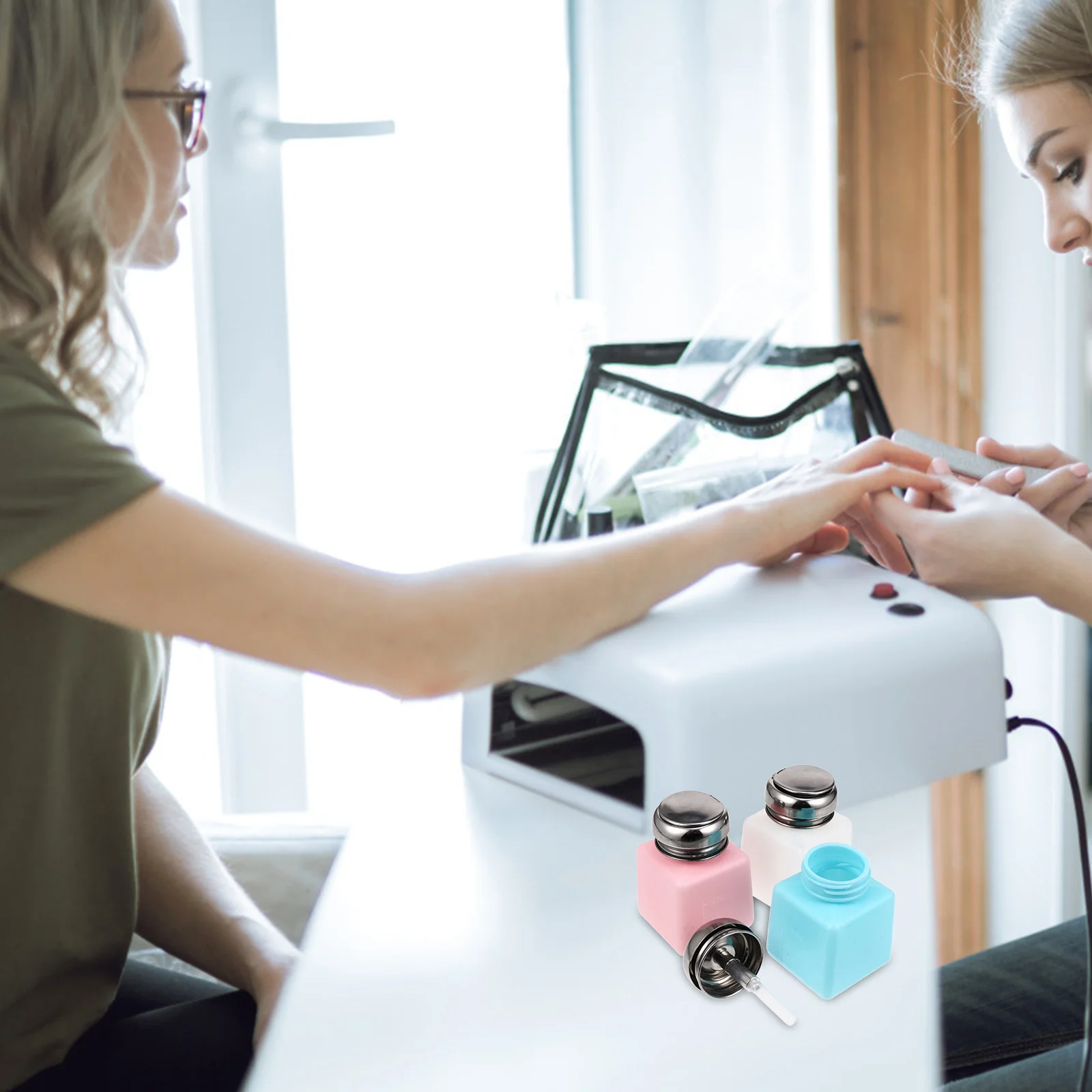 3 ชิ้น 100 มล. น้ำยาล้างเล็บแบบกดขวดพกพาน้ำหนักเบาพกพาสะดวกป้องกันการรั่วซึมการออกแบบที่สวยงามของขวัญเพื่อน