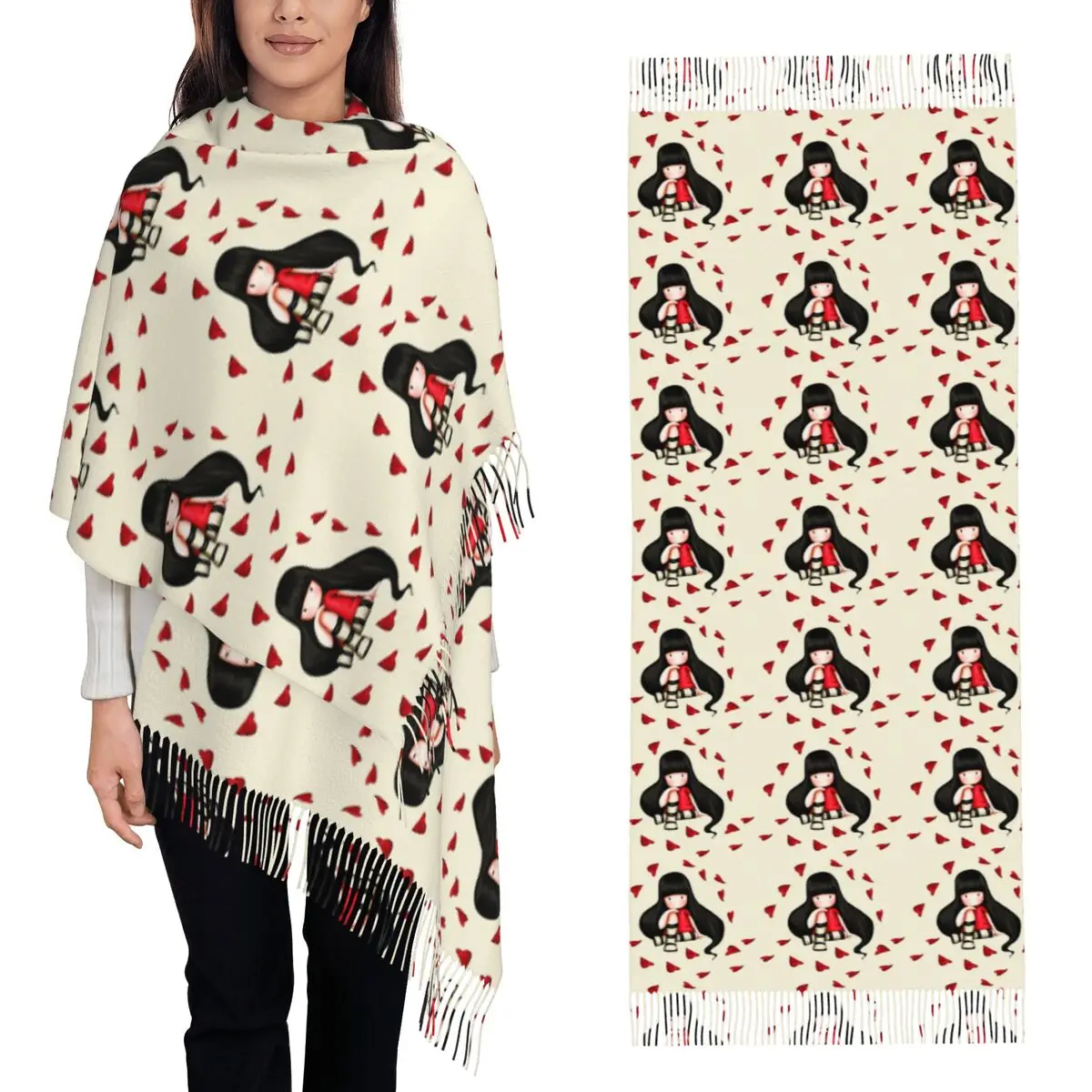 Suzanne Woolcott's Santoro Gorjuss Scarf Tassel Scarves Women Soft Warm Shawls and Wraps Long Fall Winter Shawl Wrap