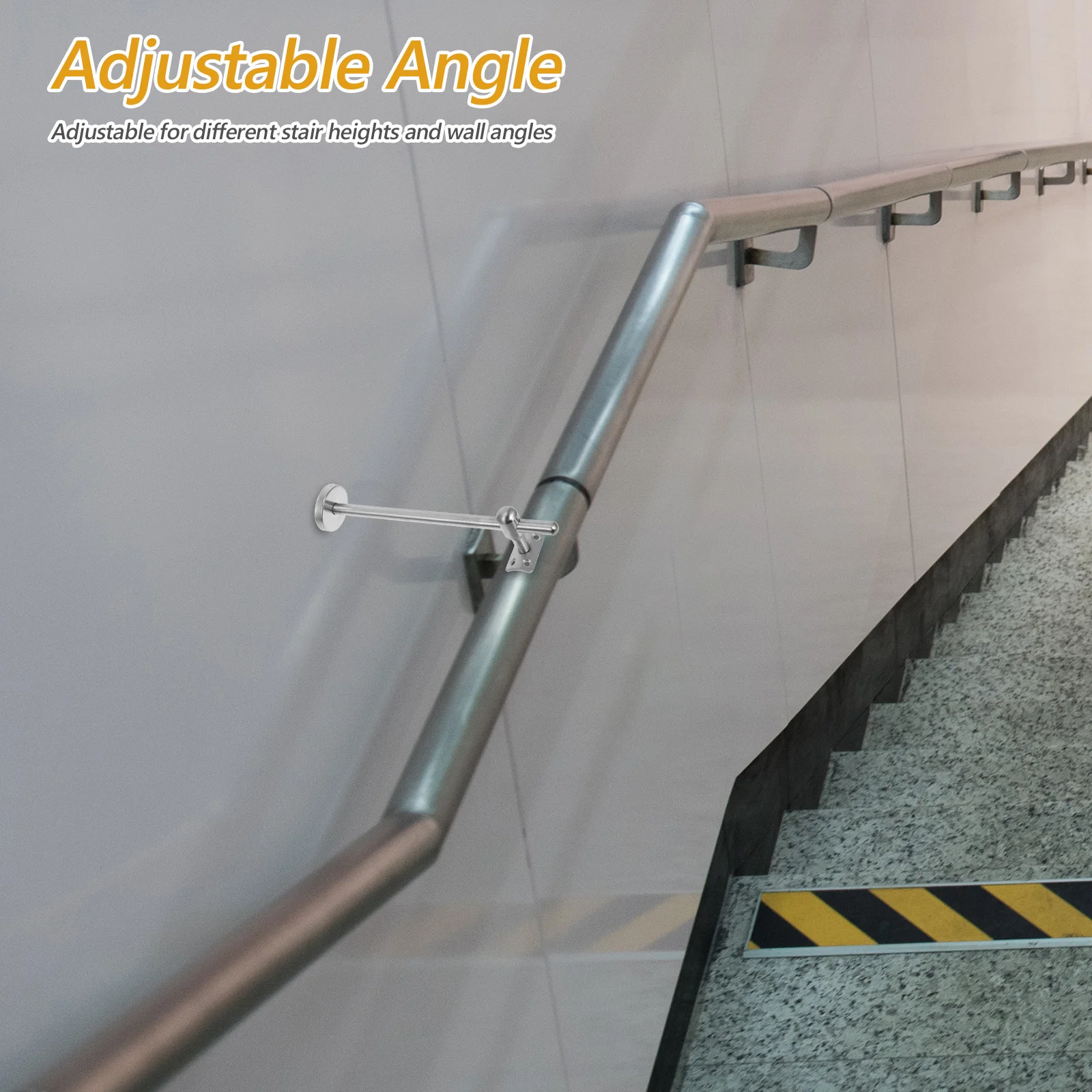 

Adjustable Stainless Steel Handrail Bracket Wall-Mounted Stair Rail Support Heavy Duty Safety Brackets for Home Shopping Mall