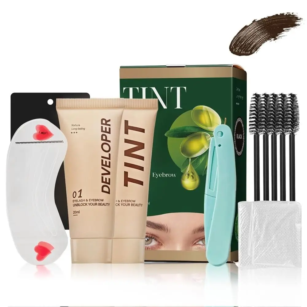 New Long Lasting Lash Color Kit 2 In 1 Waterproof Fast Dye Kit Black Color Easy to Use Eyelash Eyebrow Color Kit