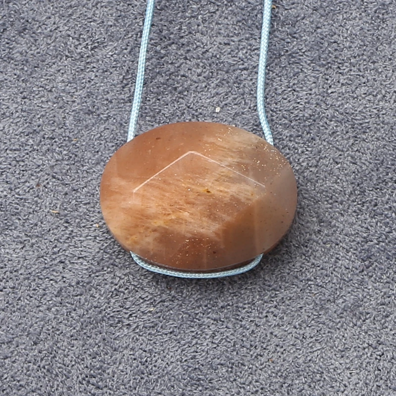 

Polished Sunstone Oval Pendant – Peach-Gold Speckled Gemstone Jewelry Component 20x16x9mm-4.5g