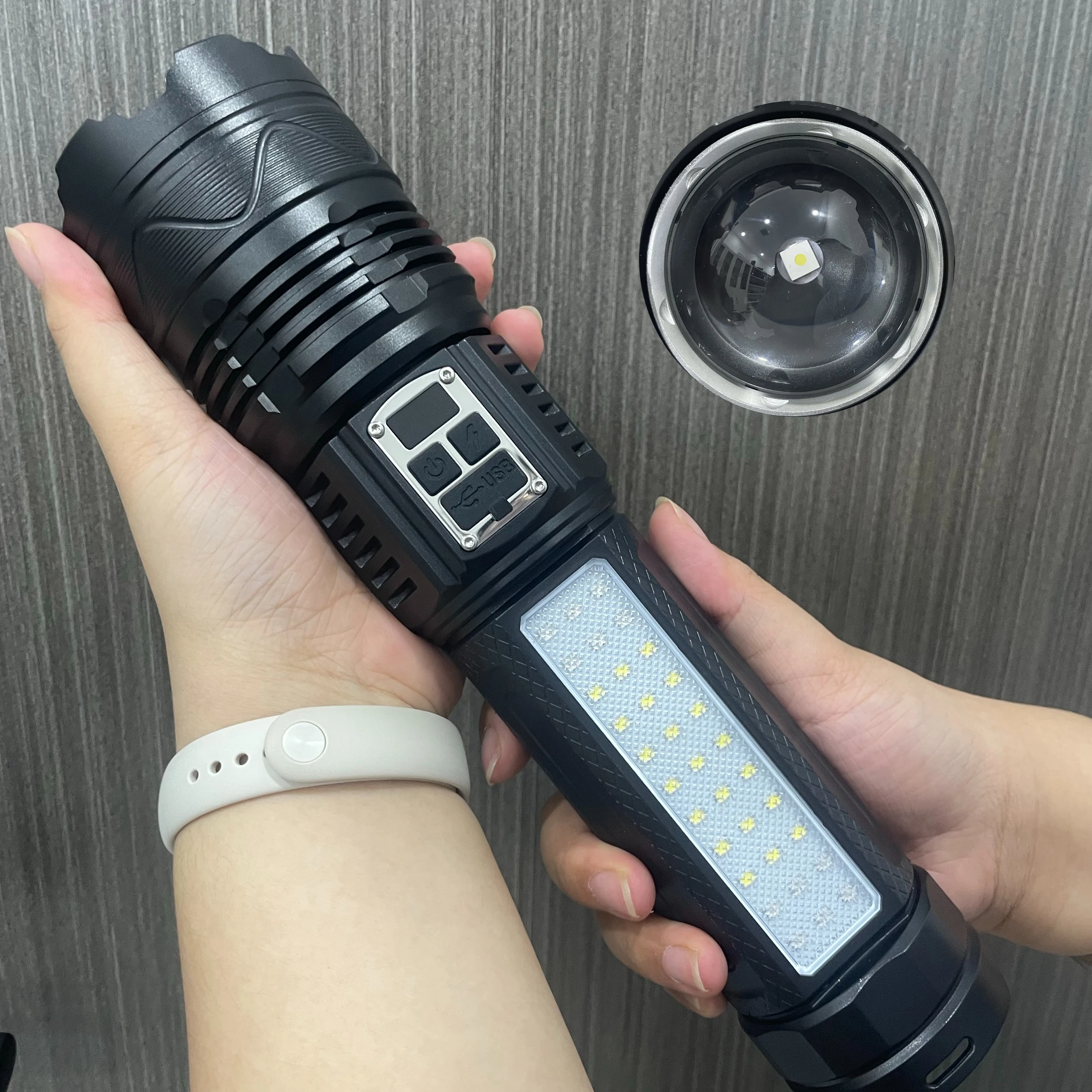 1000000 Lumen Most Powerful Led Flashlight Super Bright 600W Torch Rechargeable Tactical Lantern Spotlight Long Shot 3500M Torch