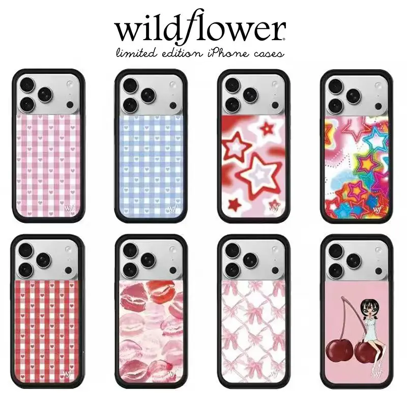 INS süße blaue rosa Liebesgitter Wildflower Hülle für iPhone 17 13 14 15 16 12 Pro Max Plus wf Lippen Schleife Ballett Tanzschuhe Abdeckung ﻿ ﻿ ﻿ ﻿