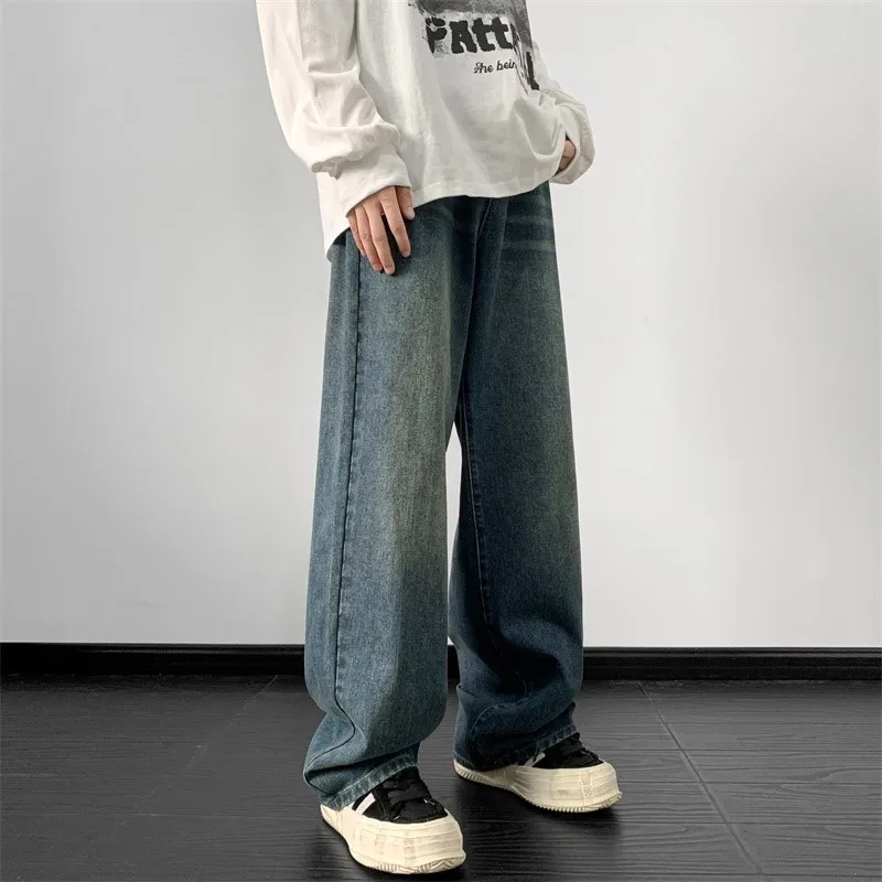 Jeans men Autumn Loose Denim pants Wide Leg Jean Male  Straight Denim Pants Harajuku Vintage Jean Trouser Streetwear Clothes