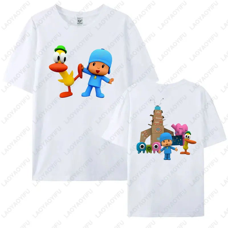 POCOYO And Friends Family Unisex Cotton T-shirts Matching Short Sleeve Tops Perfect For Holiday Gatherings Outdoor Activities