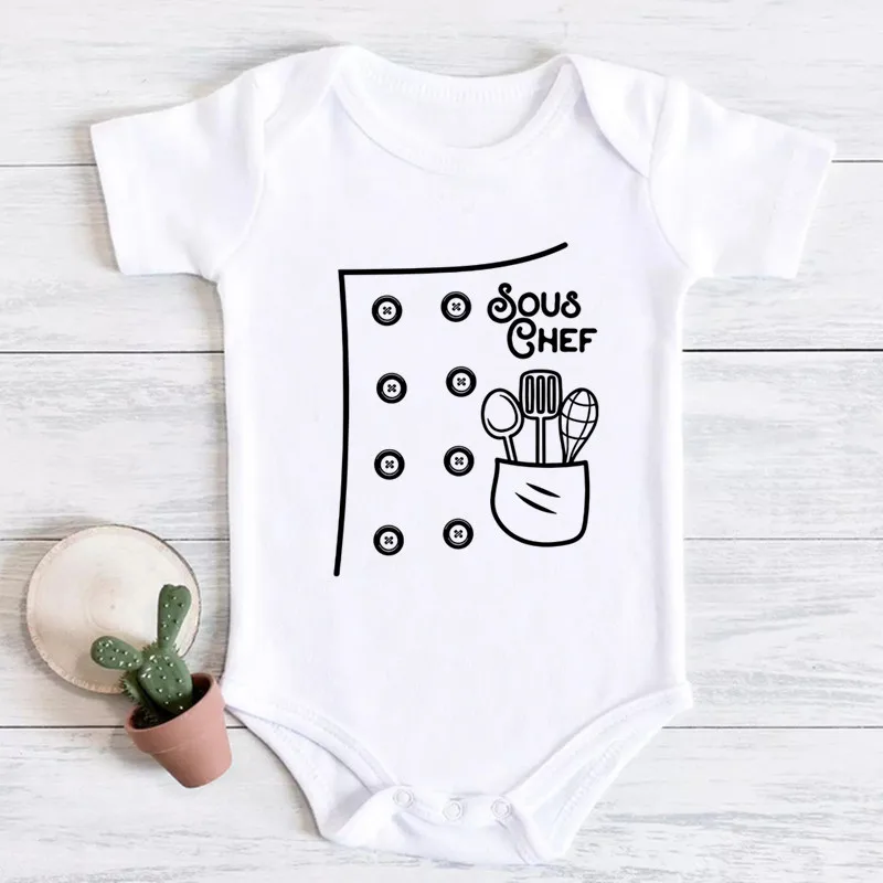 

Funny Sous Chef Baby Boys Girls Cute Letter Print Short Sleeve Bodysuit Summer Short Sleeve Clothes Cotton Newborn Romper