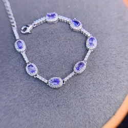 Beautiful Natural Tanzanite 925 Sterling Silver High Definition Bracelet Ladies Color Exquisite Special Price Free Mailing