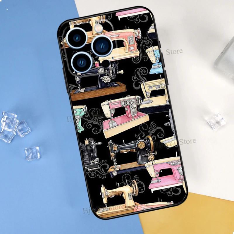 Sewing Machine For iPhone 14 12 13 Pro X XS XR 7 8 Plus 11 Pro Max SE2 Funda Coque Capa Full Cover