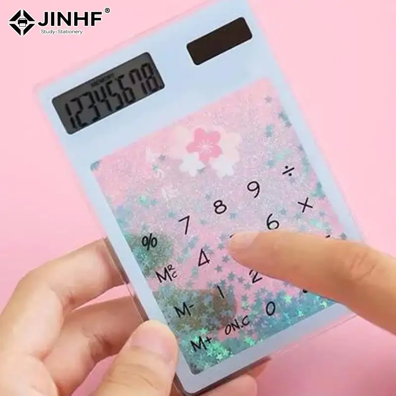 Creative Quicksand Cute Calculator Transparent Calculator Solar Energy Calculator Student Portable Touch Mini Solar Calculator