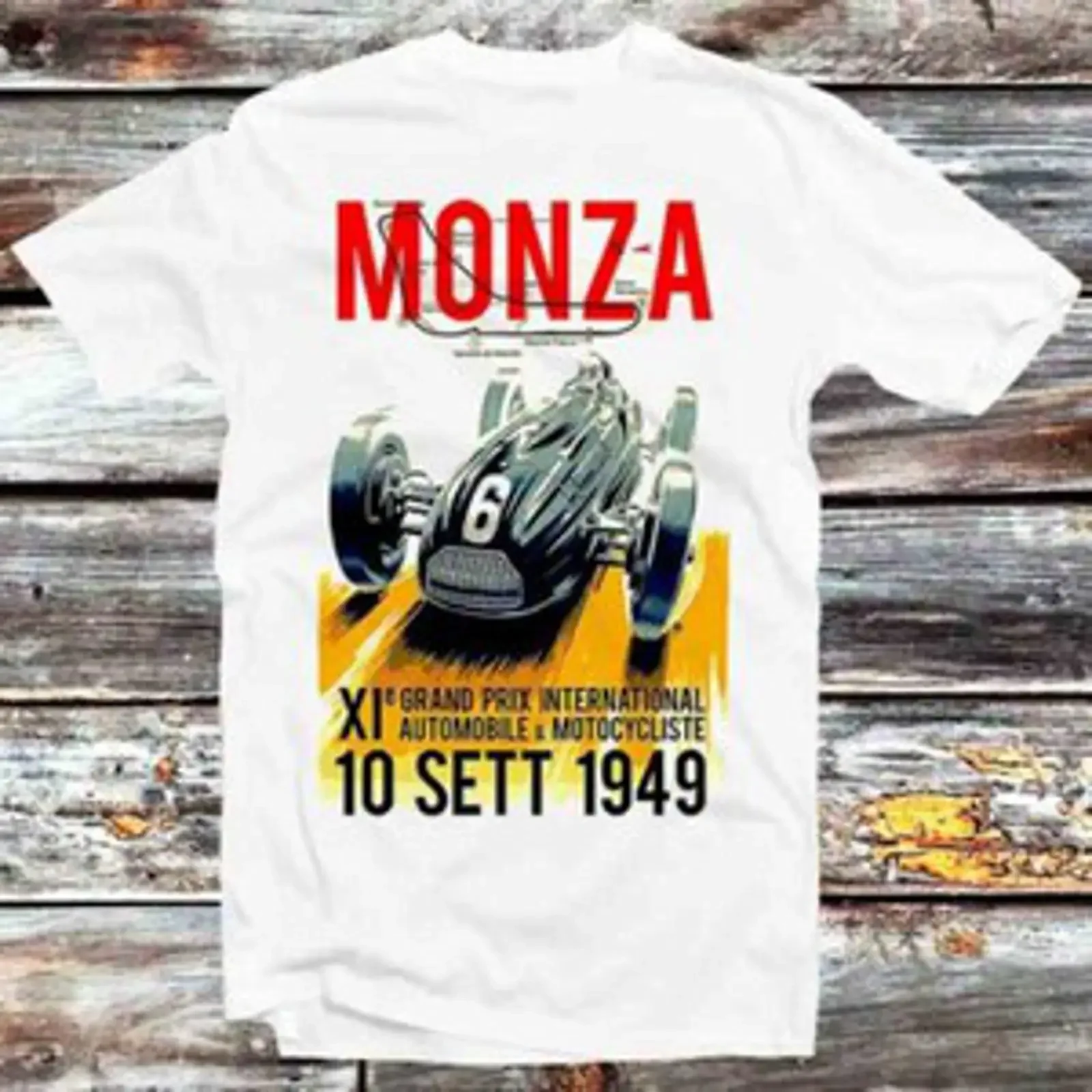 Camiseta Monza Grand Prix Rennen 1949 Autorennen B1396, ropa de diseñador vintage lavada, camiseta cómoda para uso diario con gráfico