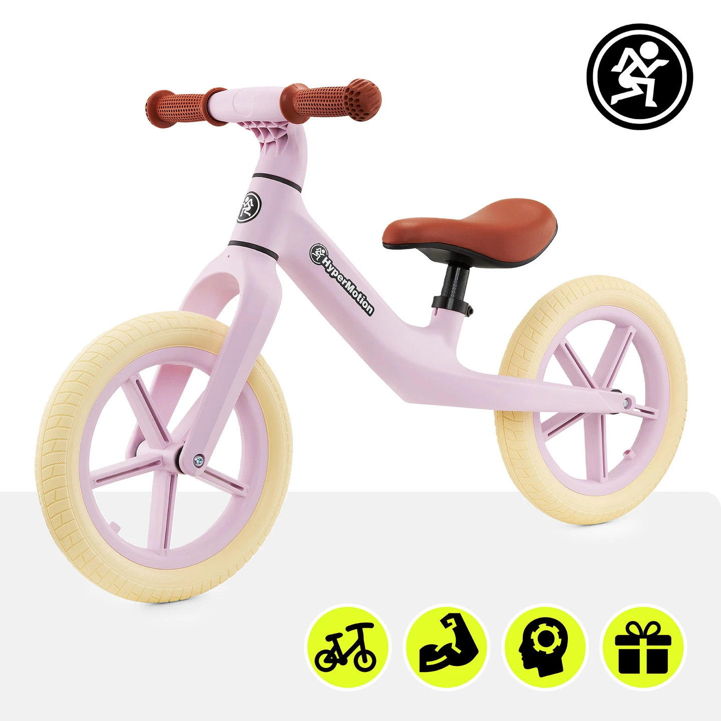 Imagen 5: Bicicleta de Equilibrio HyperMotion Marcelo Rosa Claro para Niños de 18 Meses o Más, Motocicleta de Aprendizaje de Conducción con Ruedas Ajustables