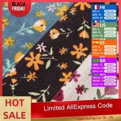 1M/2M/5M Women's Floral Printed Wick Velvet Fabric Women's Fashion Dress Children's Clothing Polyester Handmade Sewing Quilting
