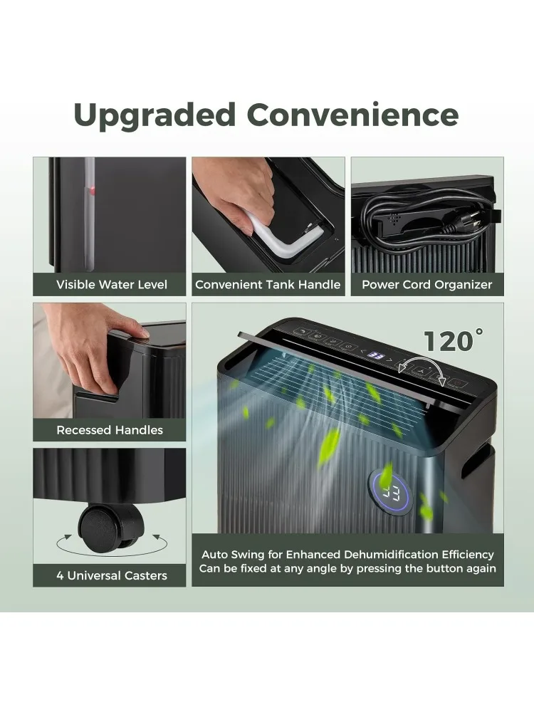 4,500 مربع. مزيل رطوبة قدم للطابق السفلي، مؤشر رطوبة 3 ألوان، وضع الملابس الجافة، خرطوم وصرف وعجلات مقاس 12 بوصة، 57 لترًا #3