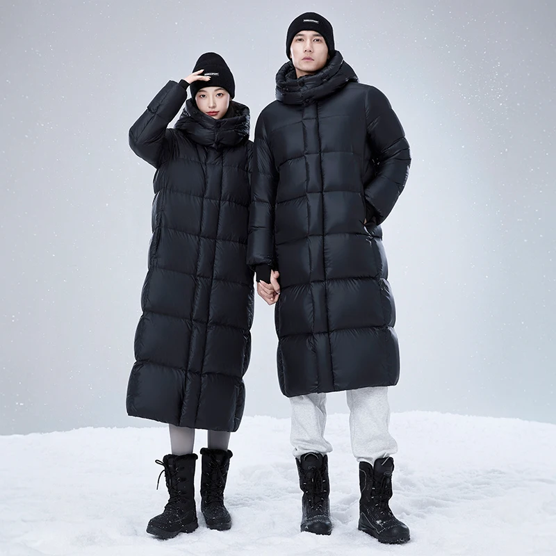 Unisex Leisure Loose Long Down Jacket White Duck Down Fashion Outerwear Men/Women Winter Outdoor Thick Warm Puffer Coat Hooded