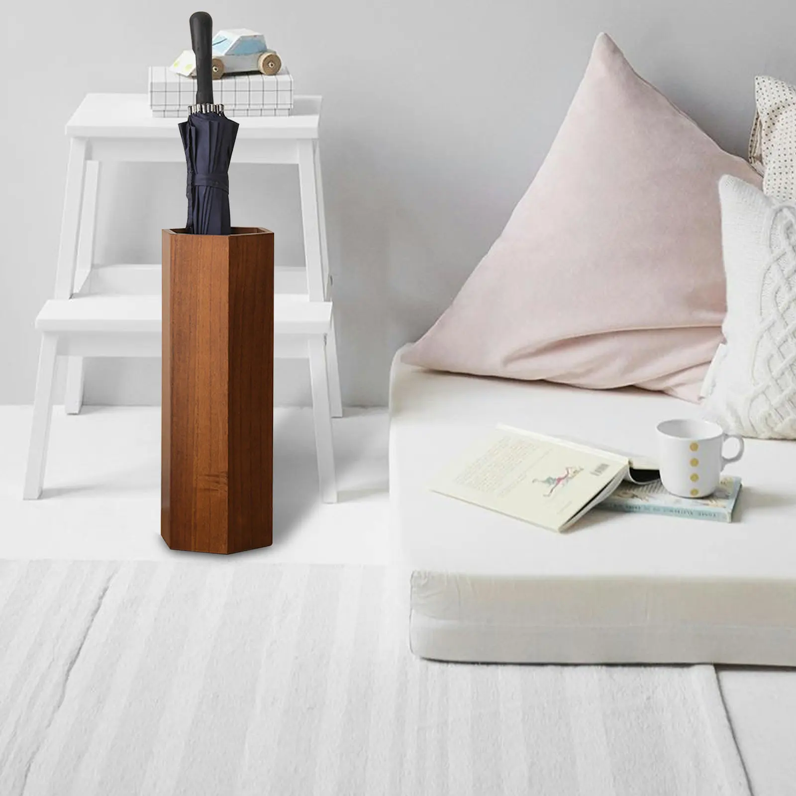 

Solid Wood Umbrella Holder for Indoor Outdoor Use Entryway Hallway Apartment Front Door Umbrella Storage Bucket Organizer Rack