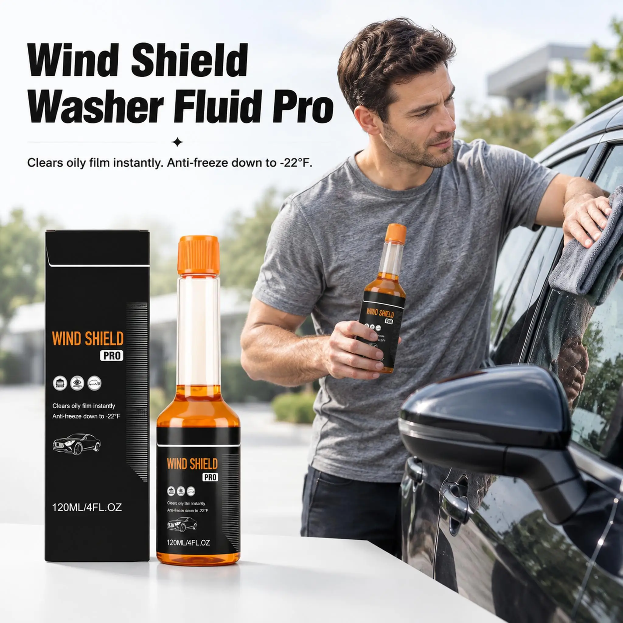 Wind Shield Washer Fluid Pro,Concentrated Windshield Oil Film Remover,Window Degreaser Safe for Glass & Wiper,Streak-Free Finish