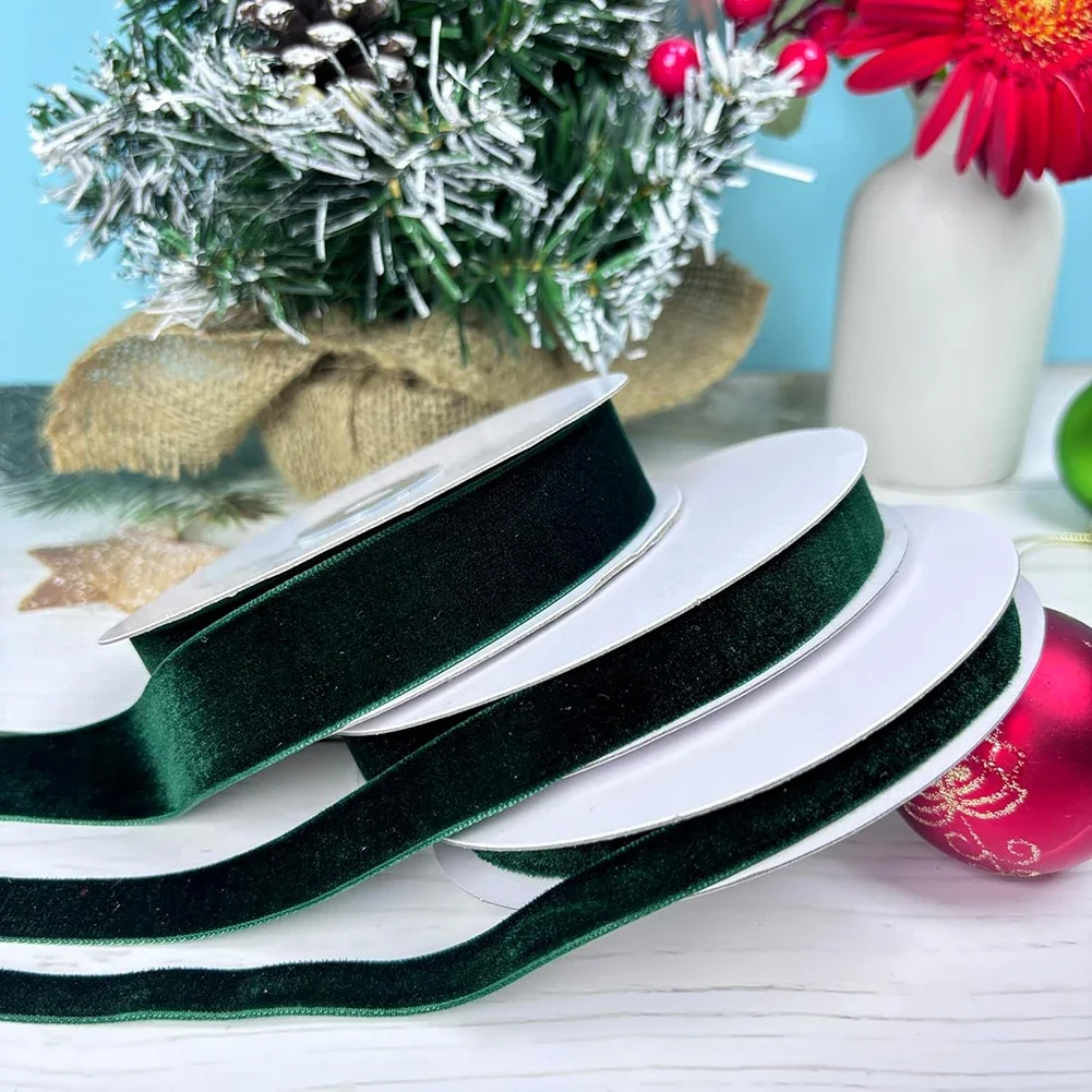 1/1.5/2.5 سنتيمتر شريط مخملي ل اليدوية هدية باقة التفاف لوازم عيد الميلاد توبر القوس صنع أشرطة ديكور المنزل الطرف