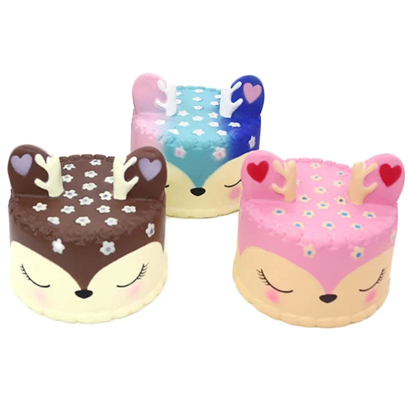 

New Jumbo Kawaii Colorful Deer Cake Squishy Simulation Slow Rising Sweet Scented Soft Squeeze Toy Stress Relief Fun for Kid Gift