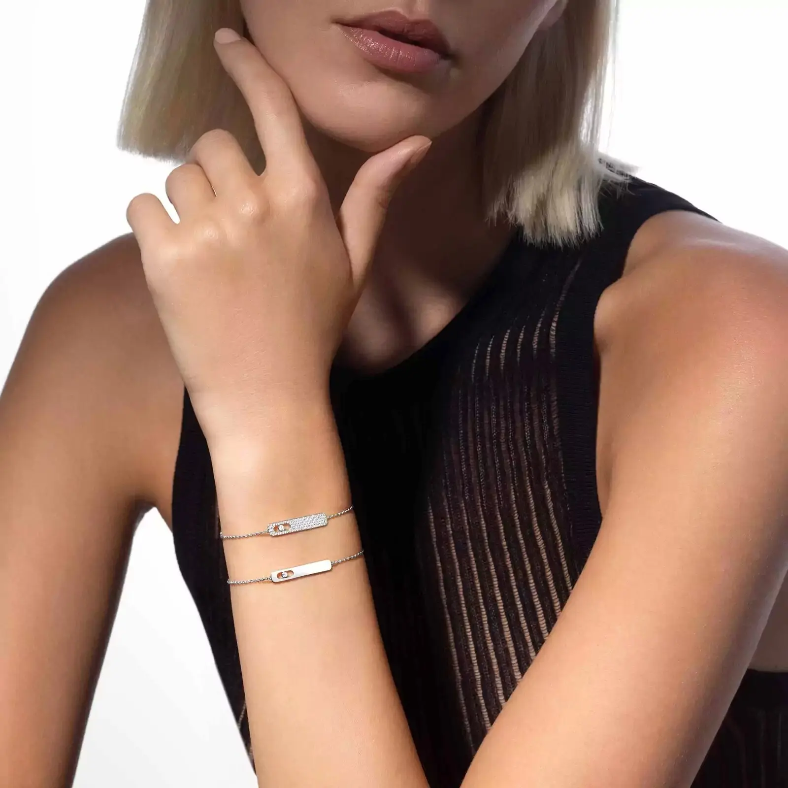 Light luxury high-end fashionable pure silver s925 messik-style MY FIRST DIAMOND PAV É series minimalist diamond bracelet