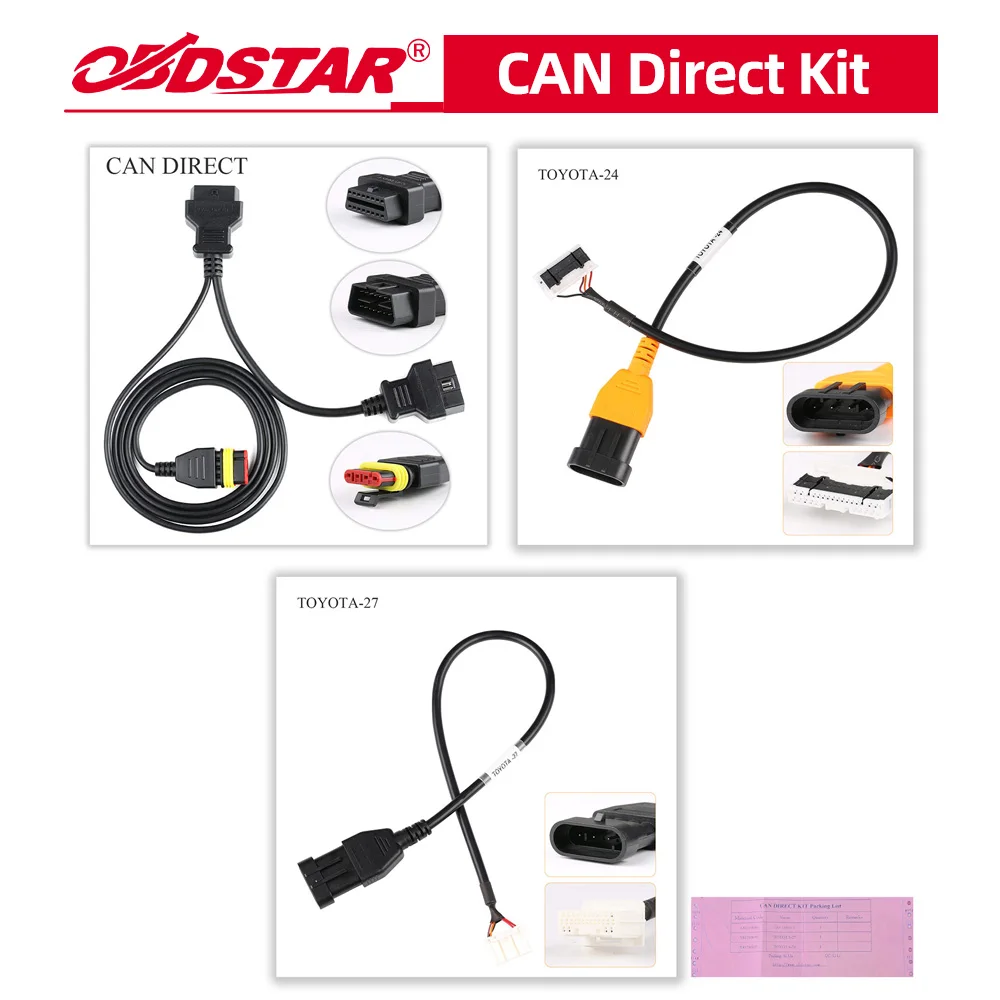 

OBDSTAR CAN Direct Kit for Toyota-24/ for Toyota-27 Cable Work with OBDSTAR X300 Classic G3 / OBDSTAR X300 DP PLUS / X300 PRO4