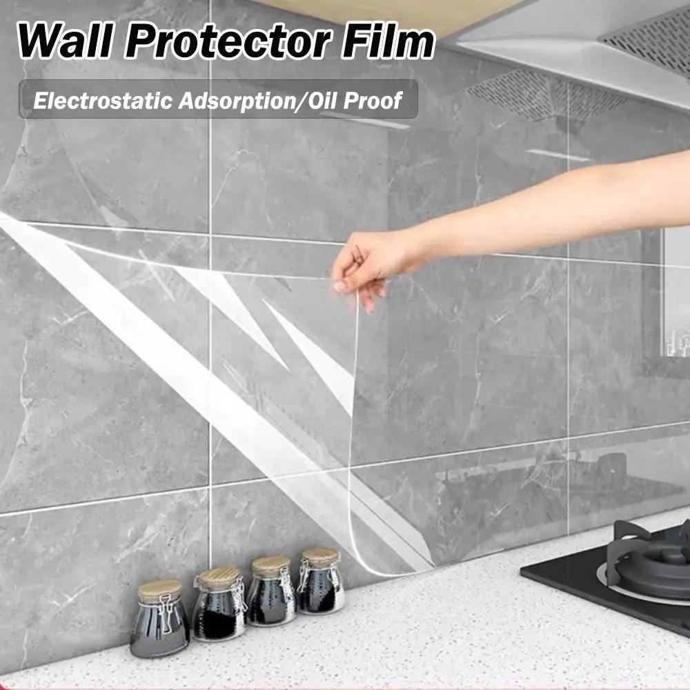 Oil Proof Wall Protector Film Electrostatic Adsorption Transparent Wall Sticker Heat-resisting Wallpaper Stove Cabinet