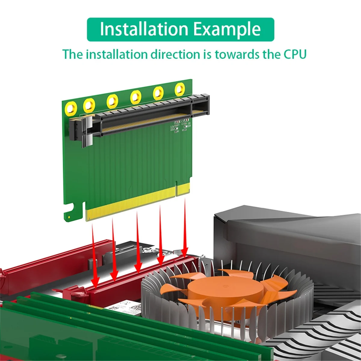Convince PCI-E 16X 3.0 90 Degree Reverse Male to Female Riser Card for 2U Server (Installation Direction Towards CPU)2025