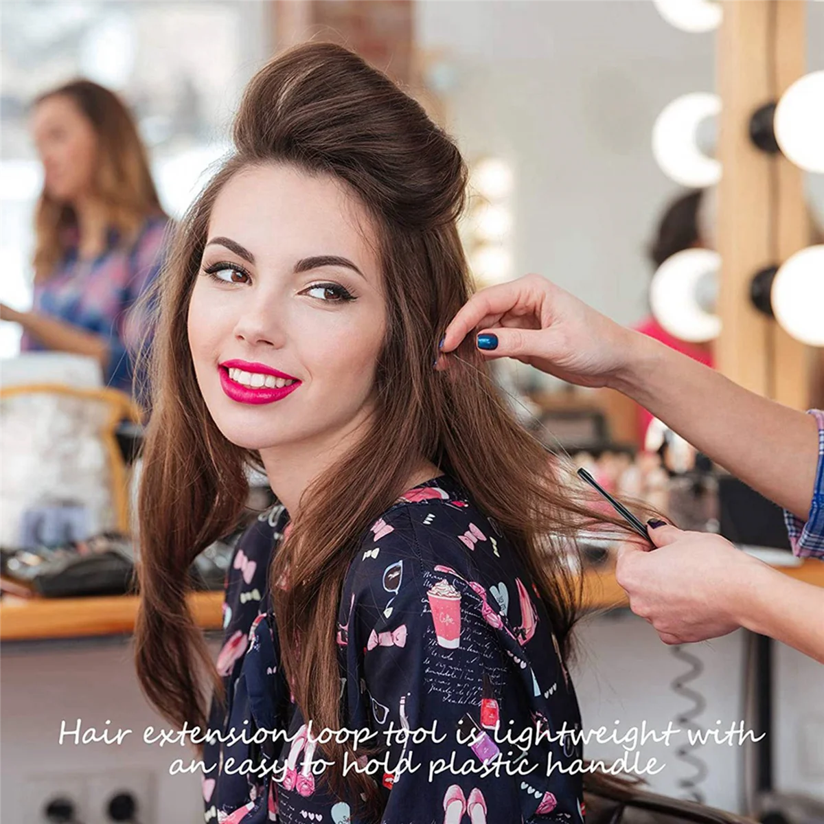 40 قطعة من أداة خطاف وصلات الشعر المكونة من 40 قطعة وأداة خرز ذات حلقة سوداء لتطويل الشعر أو الموسع #4