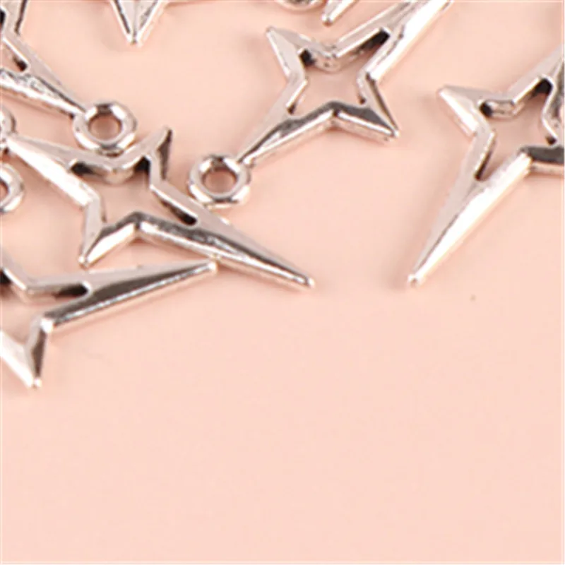 

23x10mm Star Ornaments in Antique Silver Color, DIY Jewelry Making, 40 packs