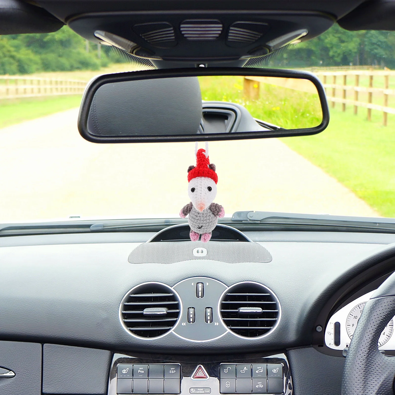 

Didelphid Car Rearview Mirror Pendant Cute Cartoon Auto Interior Decoration Hanging Charm Automotive Ornament Car