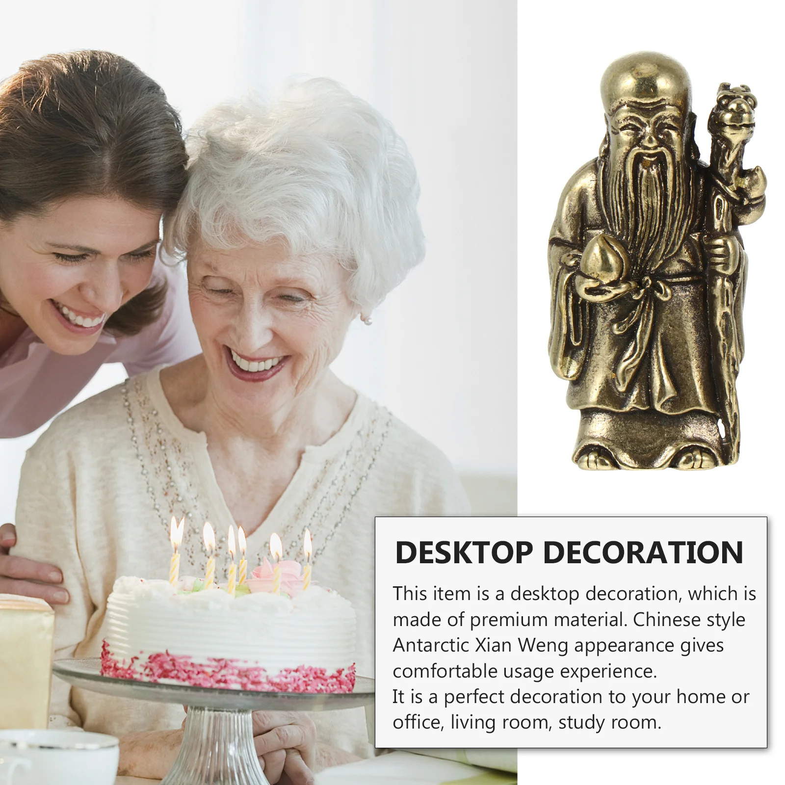 

1Pcs Copper Antarctic Xian Weng Desktop Decor Unique Chinese Style Ornament for Home Office Study Room Desktop Decor