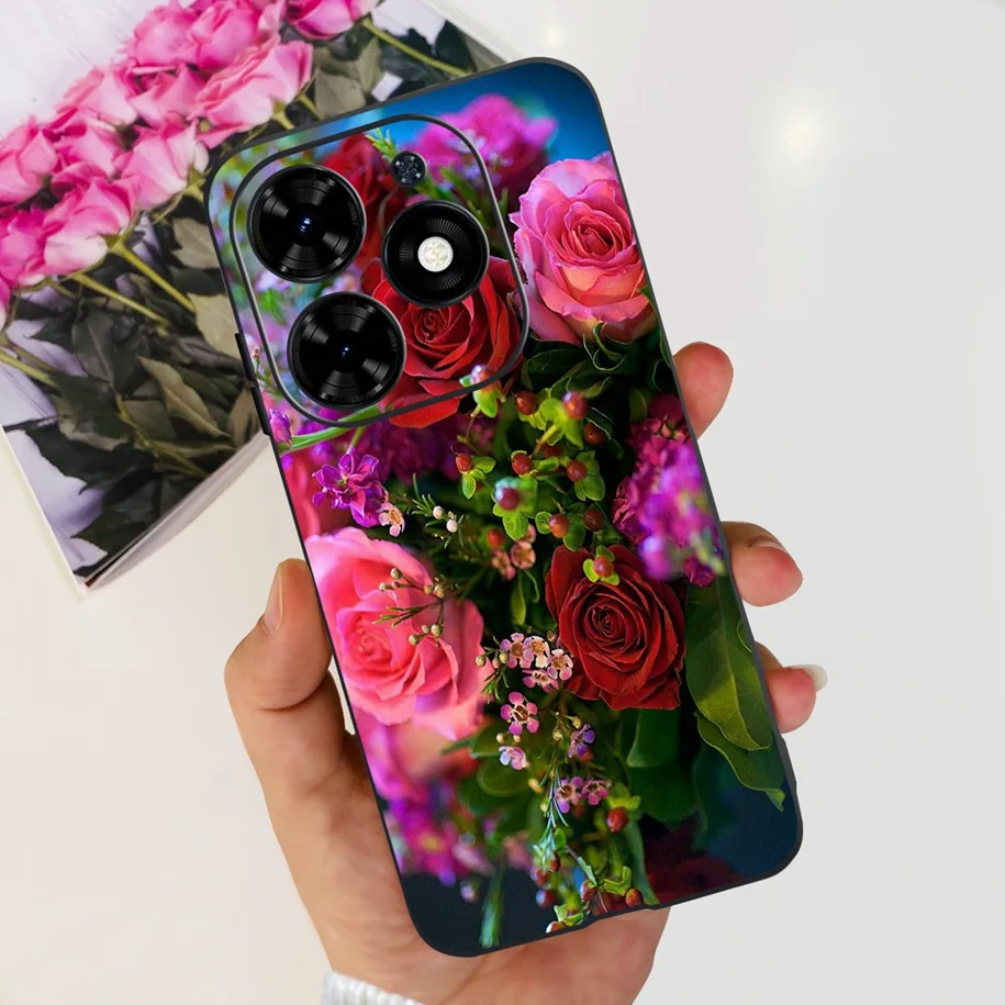 For Tecno Spark Go 2024 Case Popular Flower Astronaut Capa Silicone Soft Cover For Tecno SparkGo 2024 BG6 Shockproof Phone Shell