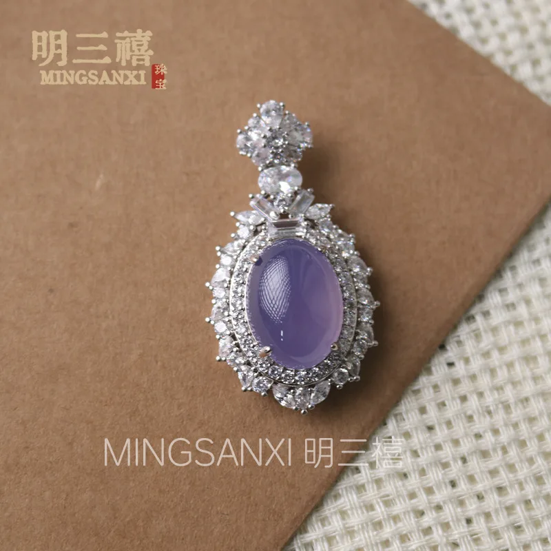 

Новое ожерелье из натурального ледяного халцедона и прозрачного фиолетового агата для женщин в китайском стиле: легкая роскошь, элегантность, модный национальный дизайн