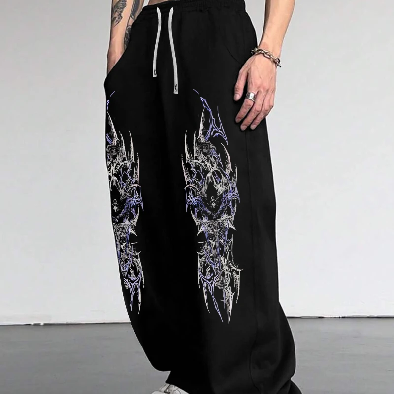 

Американские хип-хоп мужские свободные готические темные стильные осенние новые мужские и женские повседневные спортивные брюки для пар