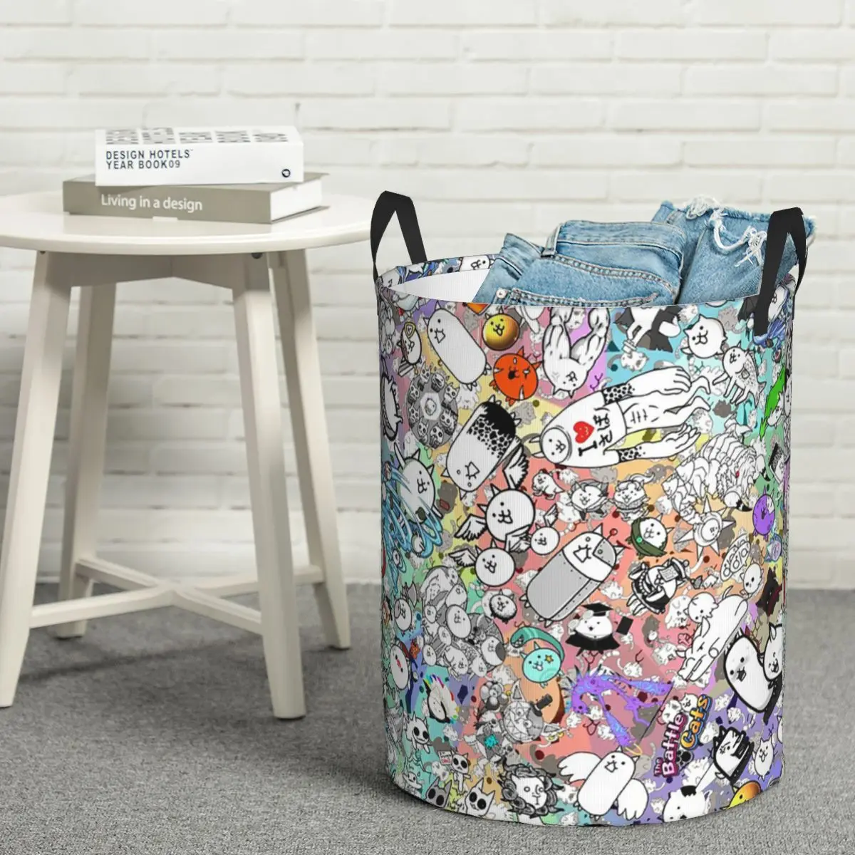 전투 고양이 접이식 세탁 바구니 더러운 옷 장난감 잡화 보관 바구니 홈 어린이를위한 대형 방수 상자