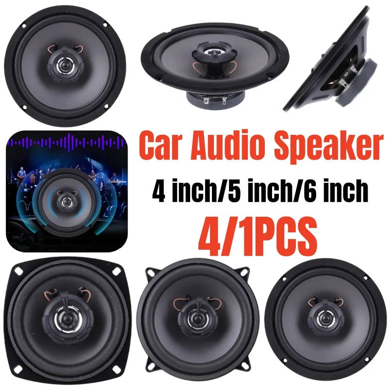 4/5/6 Inch Car HiFi Coaxial Speaker 12V 2 Way Auto Audio Loudspeaker 4 Ohms Vehicle Audio Music Stereo Subwoofer 300W/400W/500W