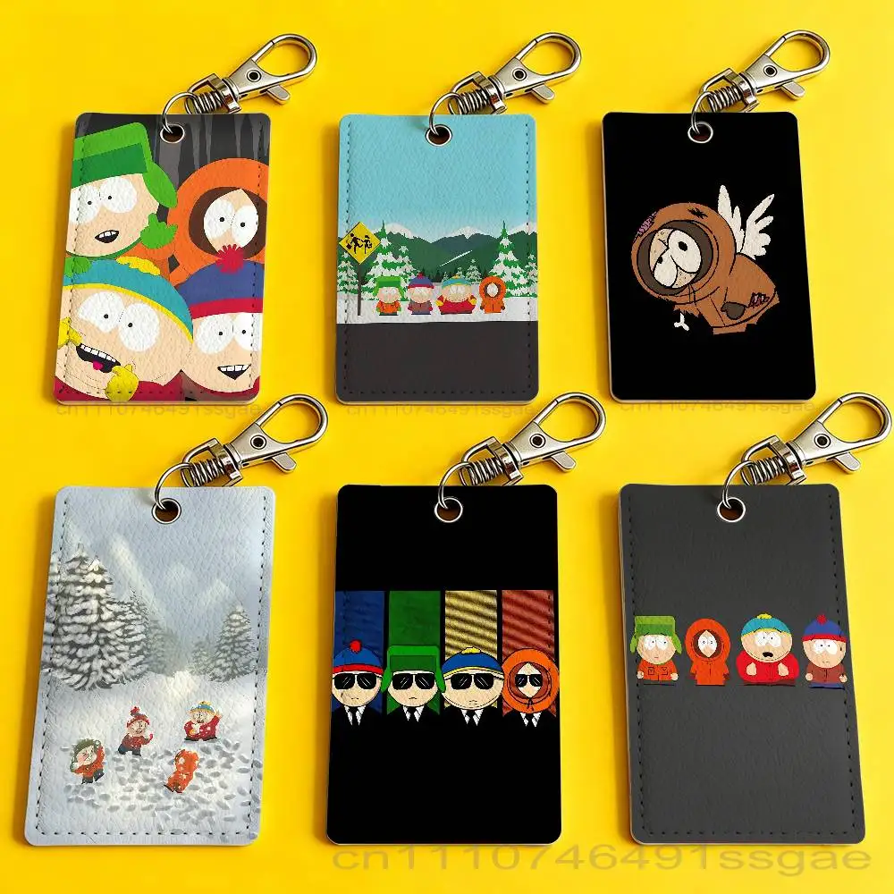 

Funny S-South P-Park Cartoon Badge Holder Keychain For Bank Business Work Card Holder Student Card Protective Case Bus Card