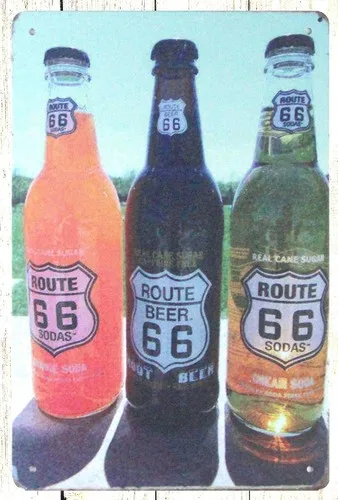 Route Beer 66 store brew liquor shop tin metal sign restaurant pub