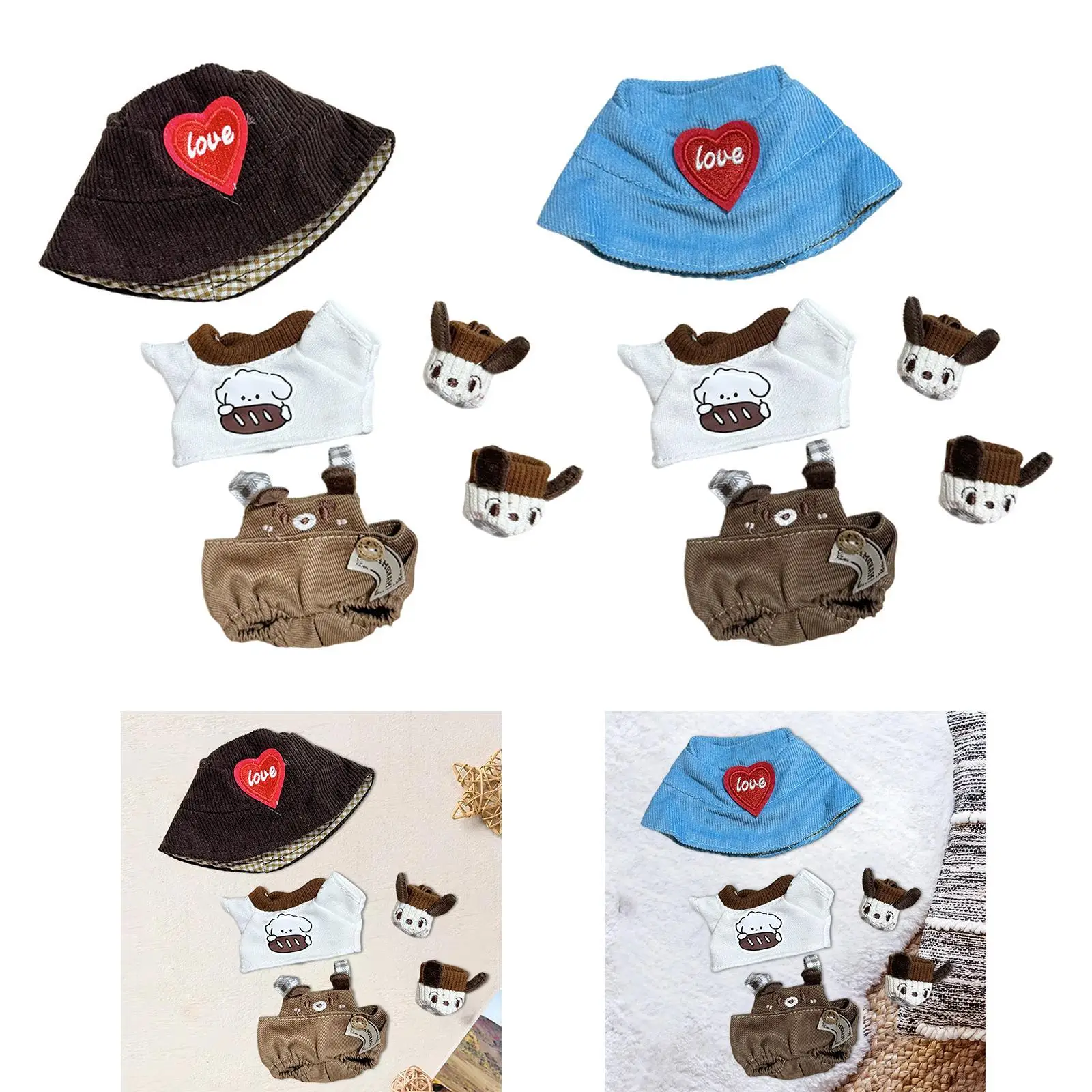 

Plush Doll Clothes Tailored Outfit Mini Hat Pants Dress Up Doll Toy Accessories for Kids Gifts 15cm